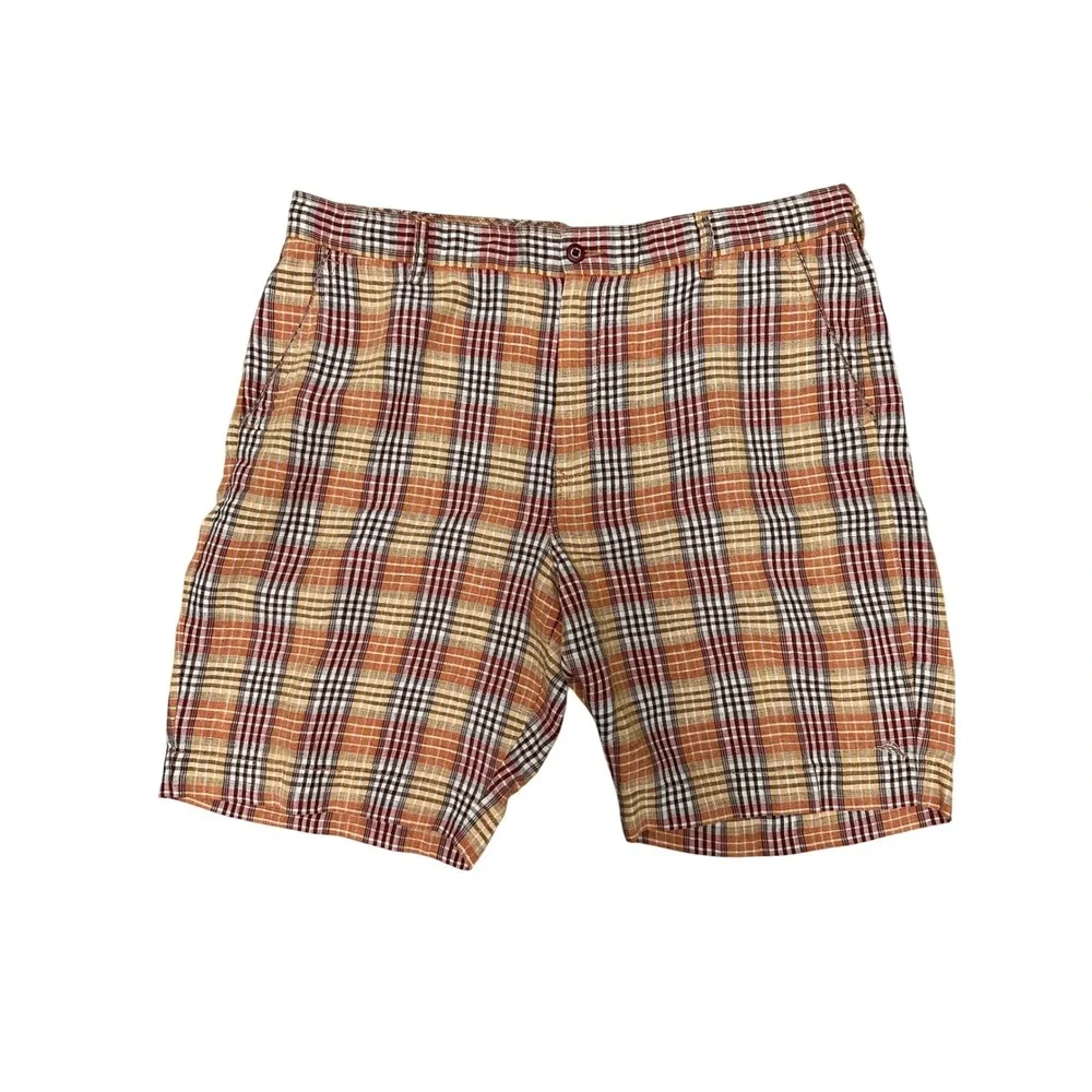 Y2K‎ Tommy Bahamas Relax Pro Leisure Consultant Size 40 100% Linen Plaid Shorts